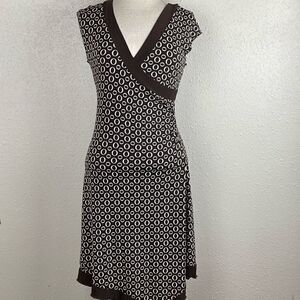 Used La Belle Womens Midi Brown and White Dress Size M